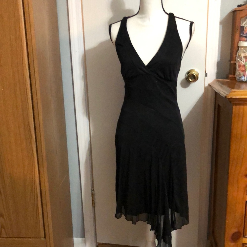 Elegant Black Halter Sleeveless Dress #6046
